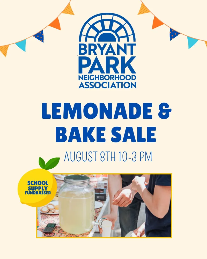 Flyer for Lemonade & Bake Sale — Saturday, August 8, 2026, 10:00 AM – 3:00 PM at TBD.